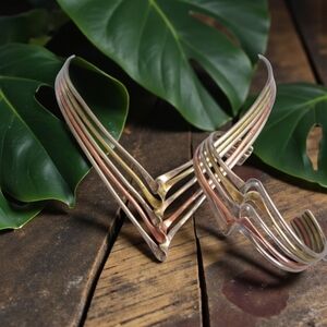 Mixed Metal Choker Necklace And Cuff Bracelet